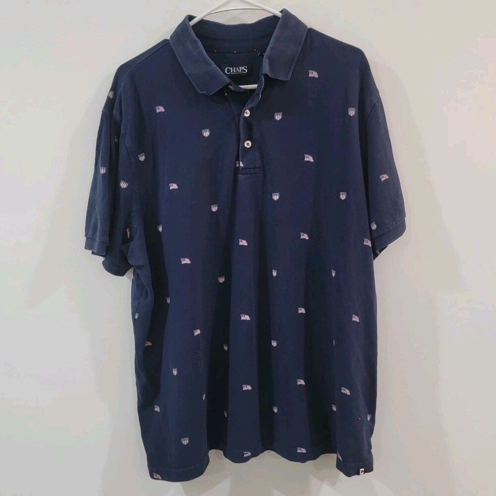 Chaps Mens Polo Shirt‎ Size XL Americana Flag Patriotic